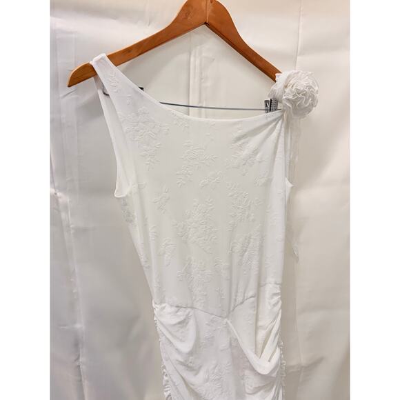 Miss Circle Alaina Floral Ruffle Runched Mesh Mini Dress XS Graduation Summer - Picture 3 of 6